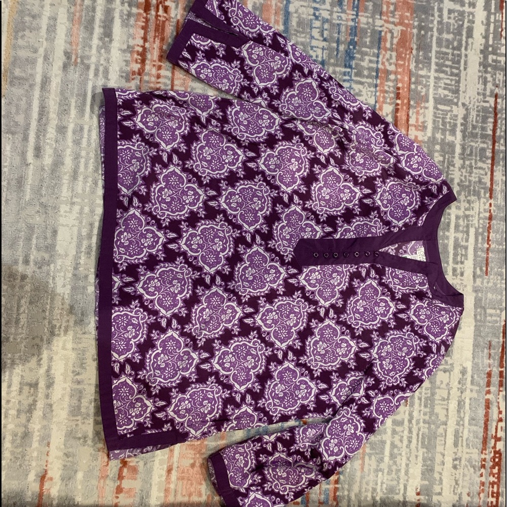 Vibrant purple and white blouse 3X